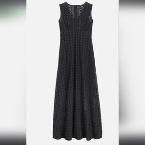 Madewell Black Sleeveless Eyelet Maxi Dress